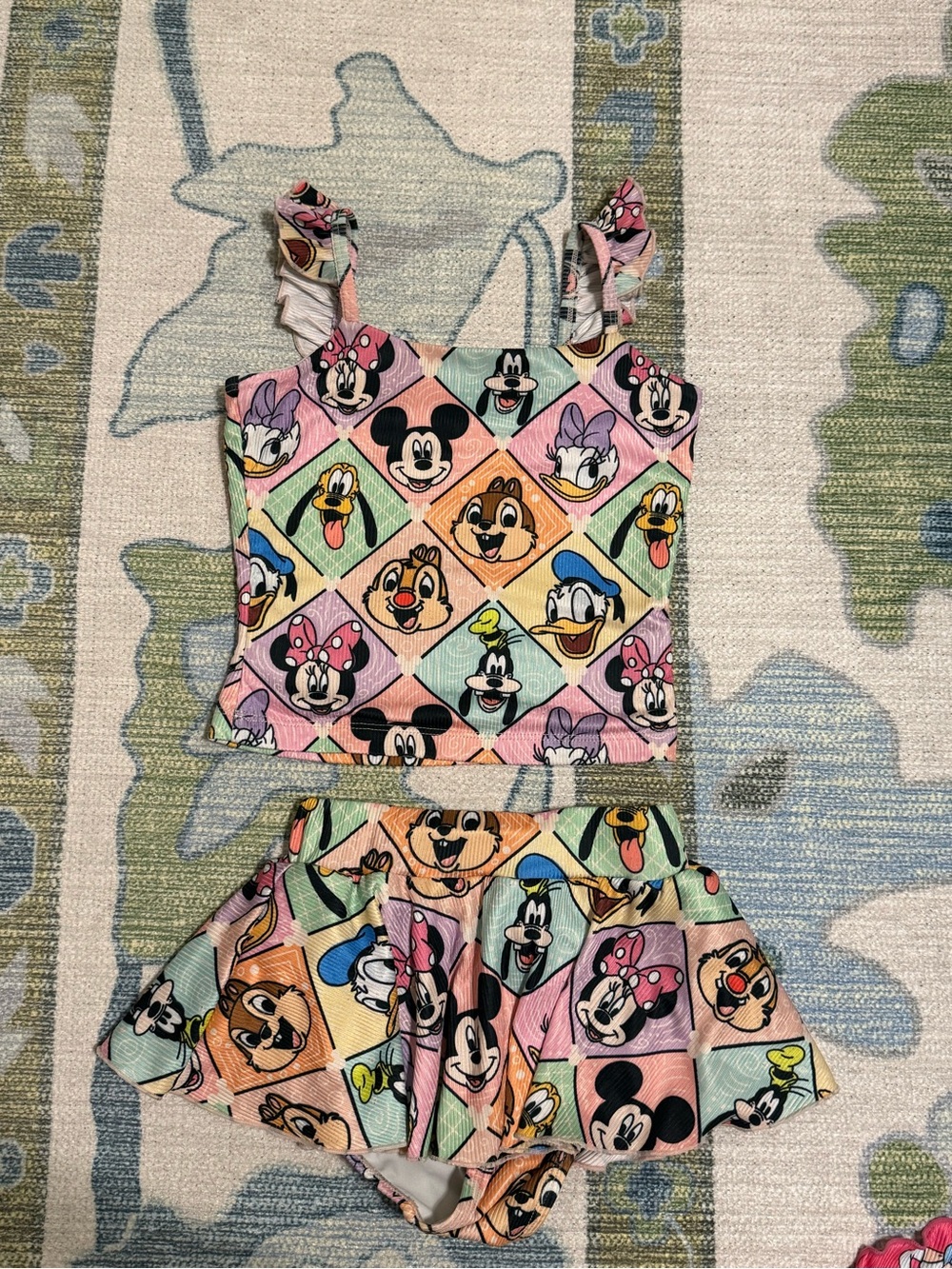 Disney Character Pastel Two-Piece Girls Swim Set